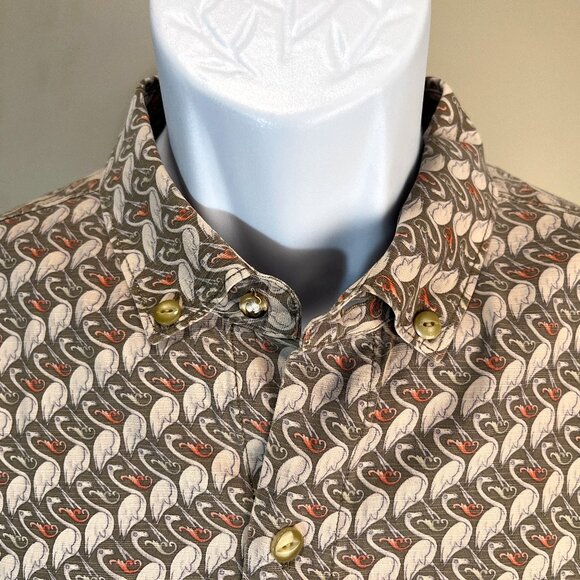 Tommy Bahama Men's green, ivory and pink 100% Silk Island Modern Fit shirt L EUC - Picture 1 of 6